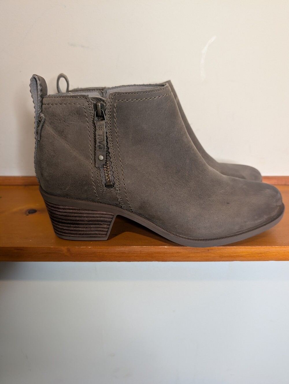 Teva Anaya Ankle Boots Womens 10 Desert Taupe Suede Leather Block Heel Bootie